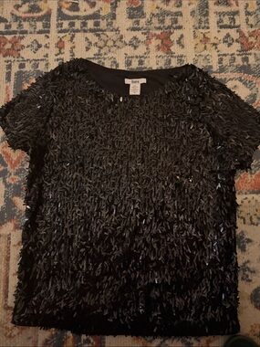 Bar III Black Short Sleeve Sequin Tee